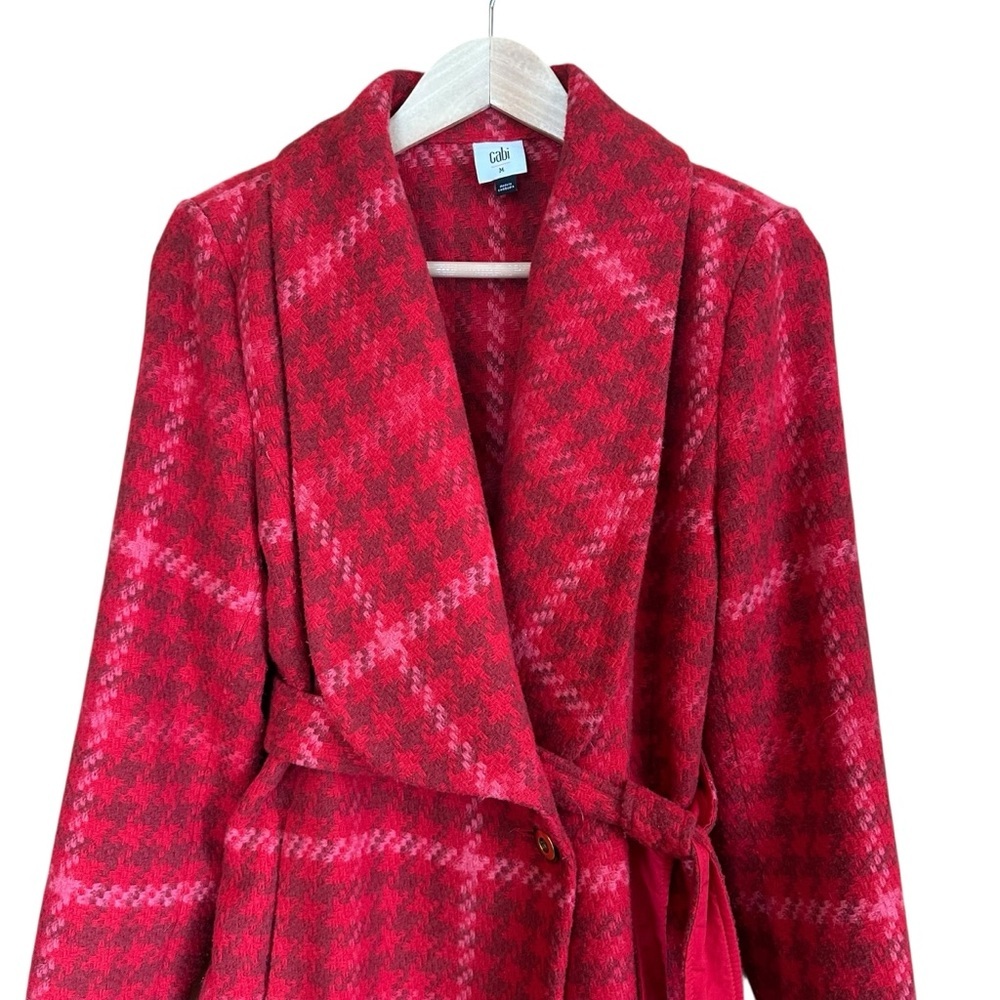 CAbi Red Check Evita Coat Jacket, Style #4295, Size M - Picture 2 of 10